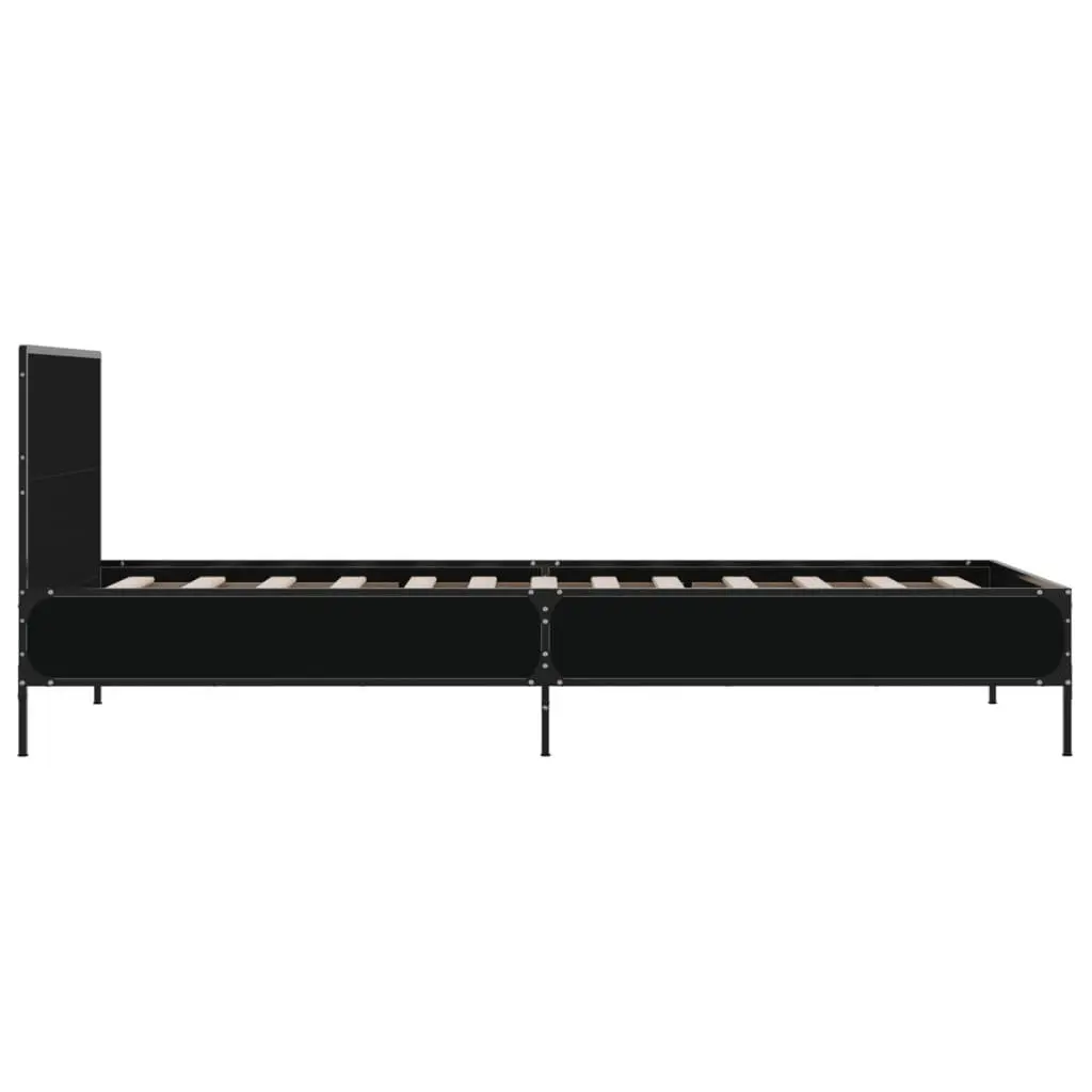 Black Bed Frame 90x190 cm with Metal Legs