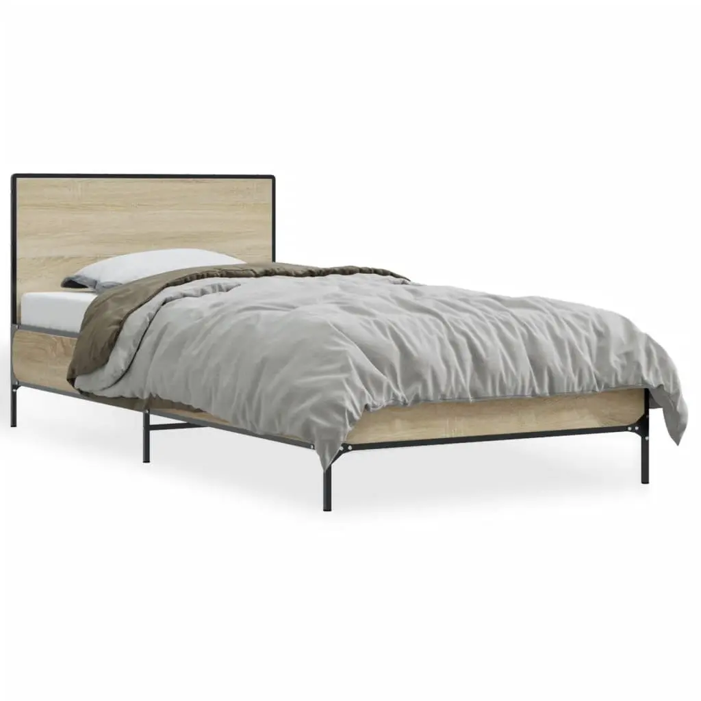 Bed Frame Engineered Wood 90x190cm Brown with Headboard