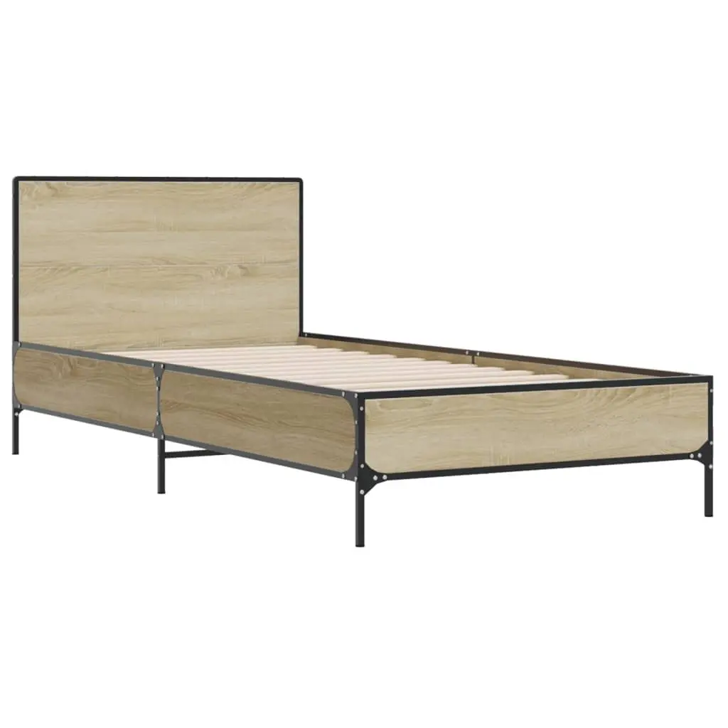 Bed Frame Engineered Wood 90x190cm Brown with Headboard