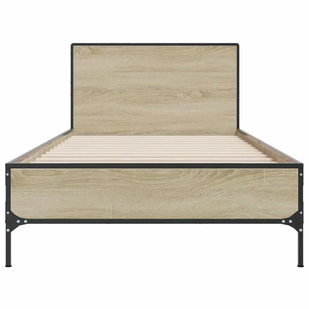 Bed Frame Engineered Wood 90x190cm Brown with Headboard