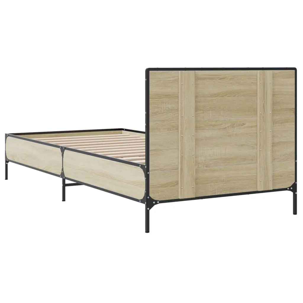 Bed Frame Engineered Wood 90x190cm Brown with Headboard