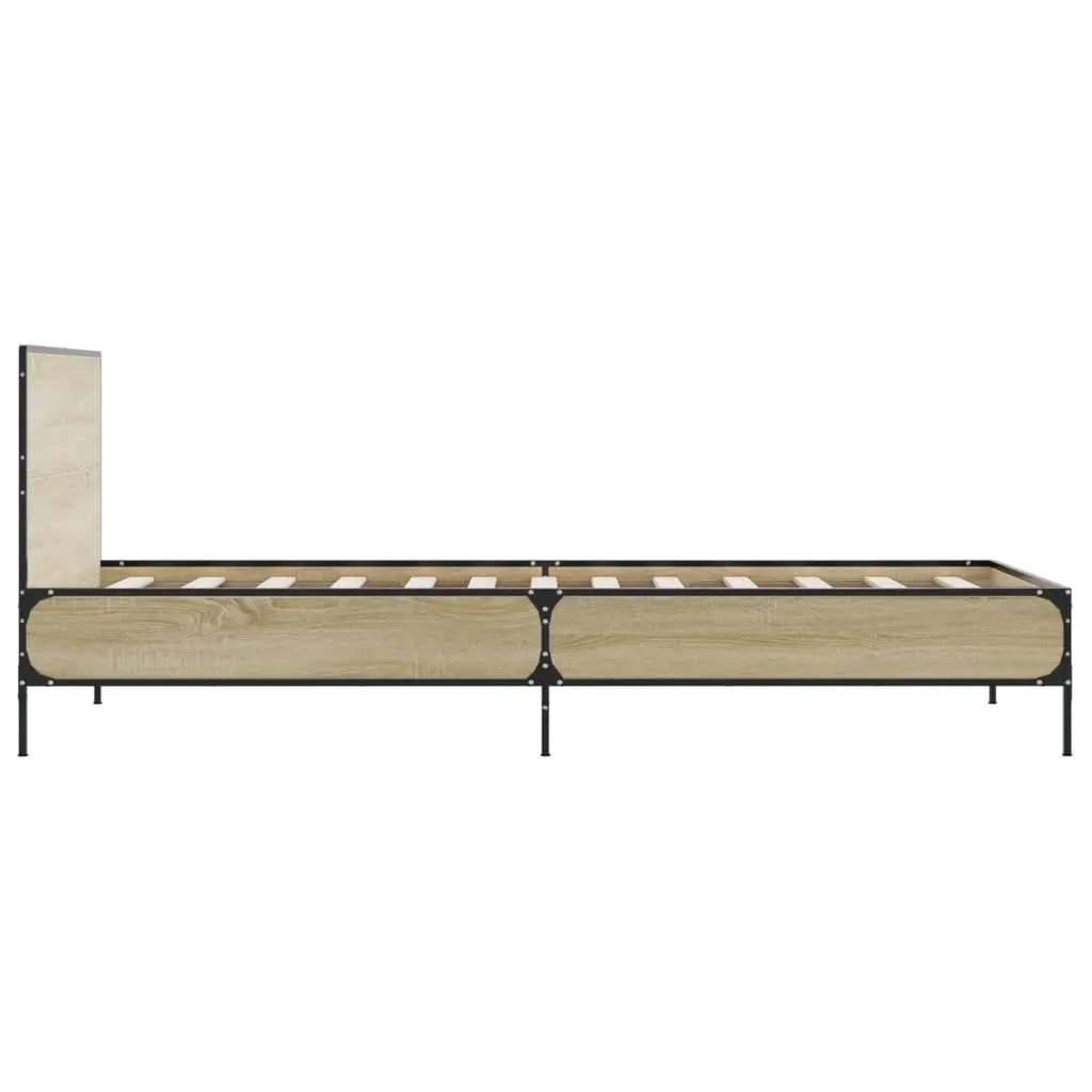 Bed Frame Engineered Wood 90x190cm Brown with Headboard