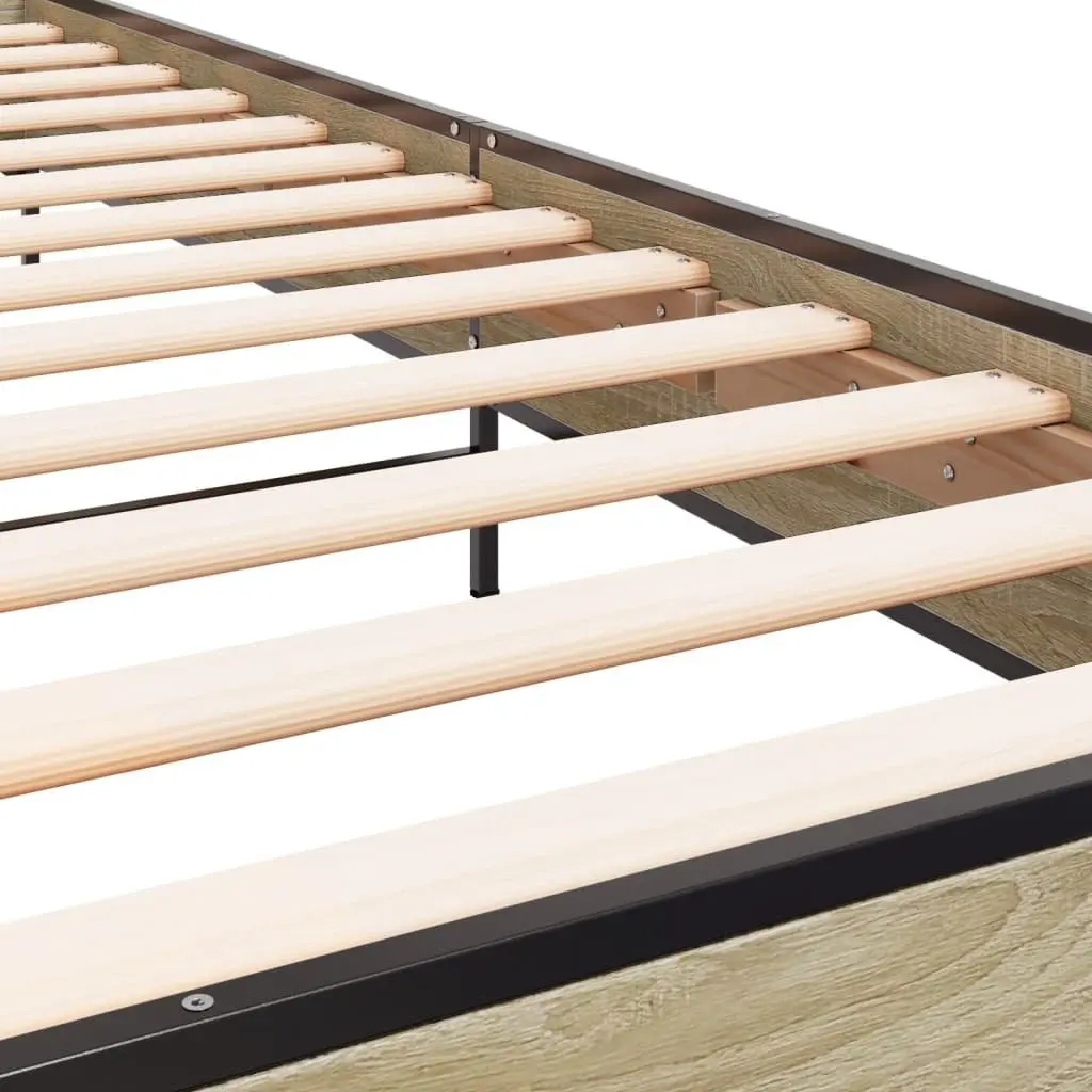 Bed Frame Engineered Wood 90x190cm Brown with Headboard