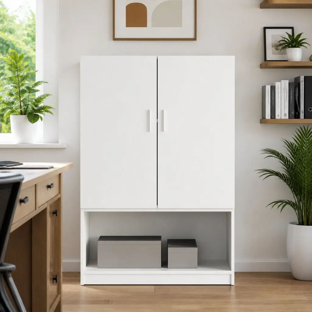 White Engineered Wood Wall Cabinet