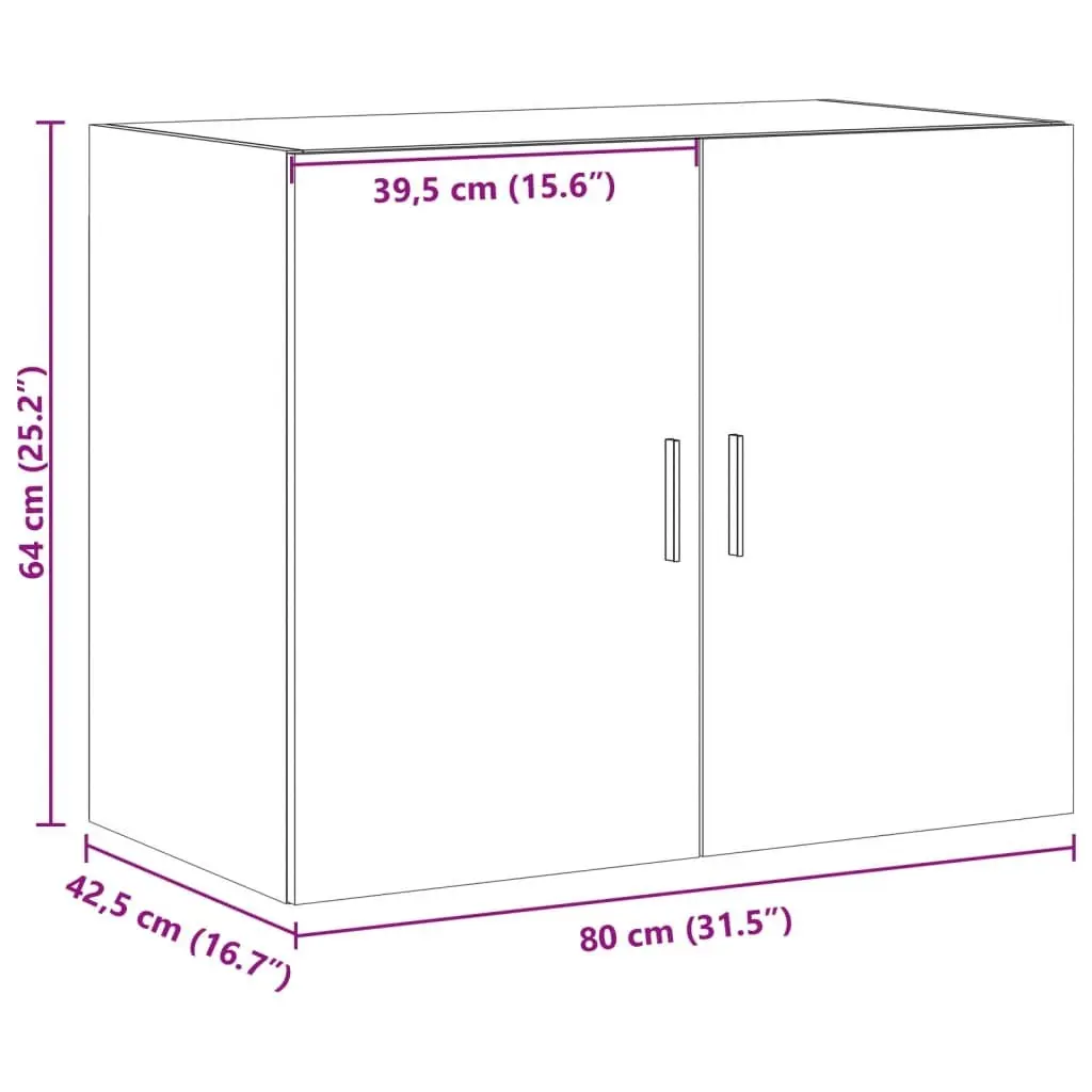 Brown Engineered Wood Wall-Mounted Storage Cabinet 80x42.5x64cm