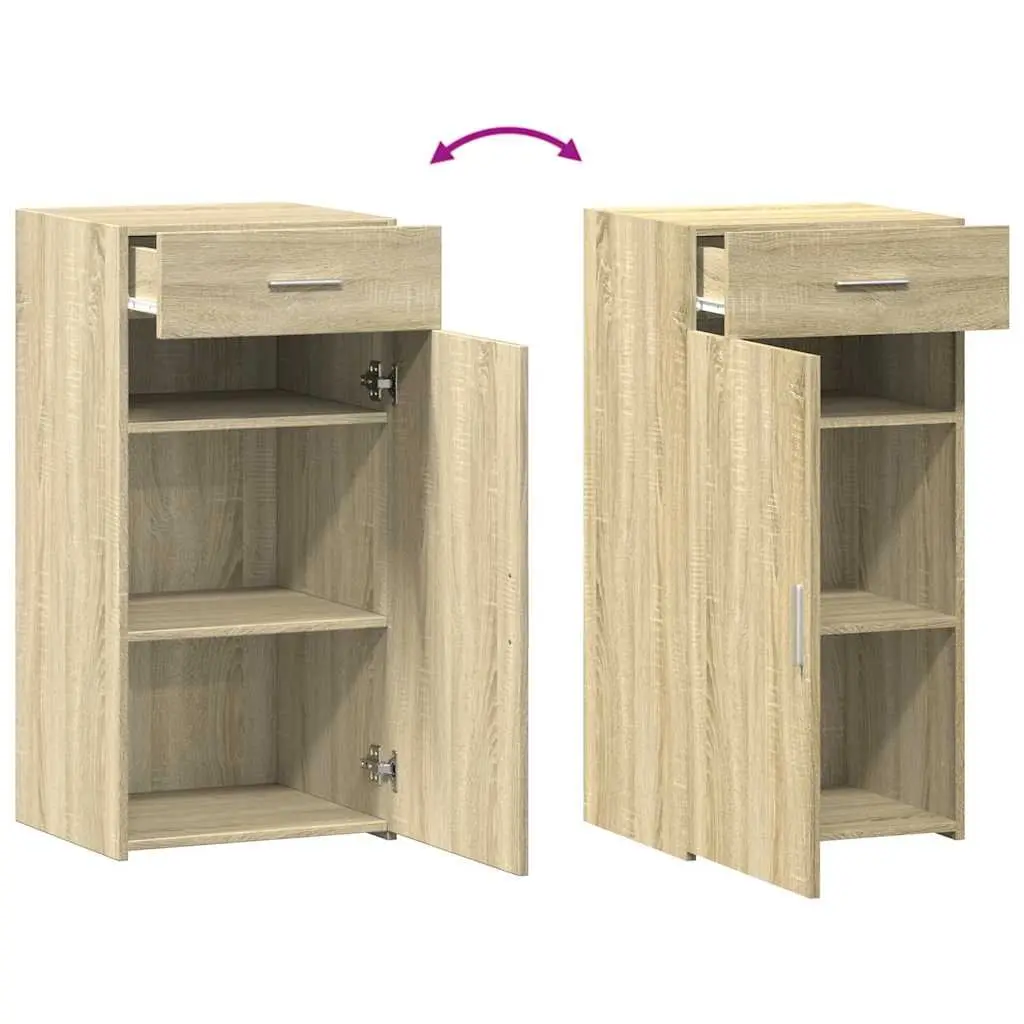 Brown Engineered Wood Sideboard with Storage Drawers