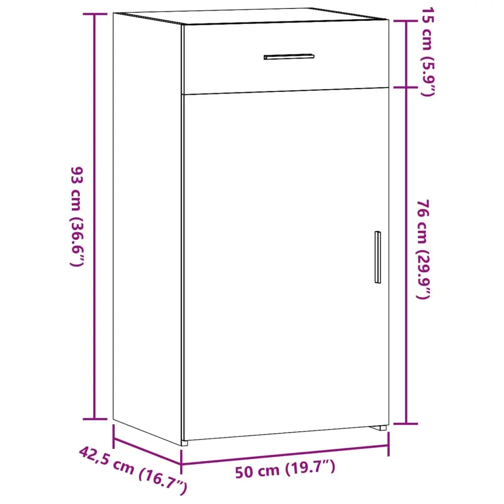 Brown Sideboard 50x42.5x93 cm Durable Storage Cabinet