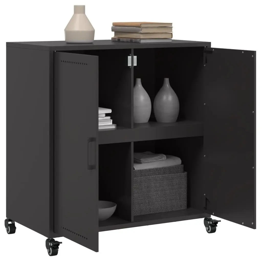 Black Sideboard with Wheels for Storage Solutions