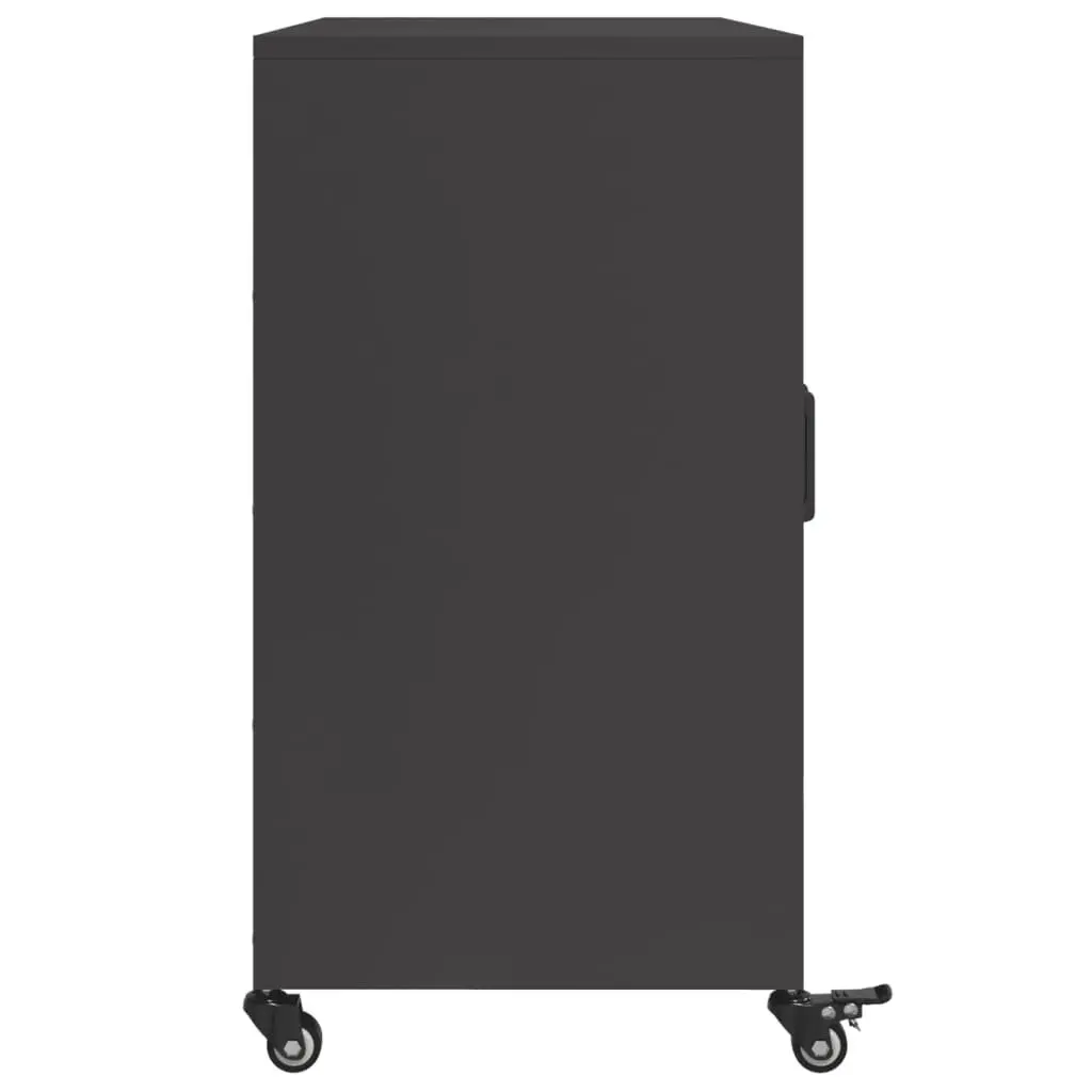 Sideboard Black Storage Cabinet Wheels Buffet Organiser Furniture 100.5x39x72cm