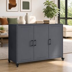 Anthracite Sideboard Storage Cabinet with Wheels