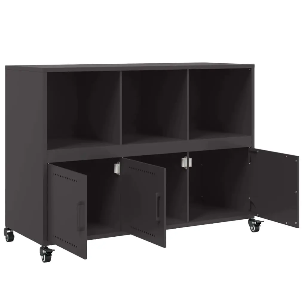 Black Sideboard Storage Cabinet with Wheels