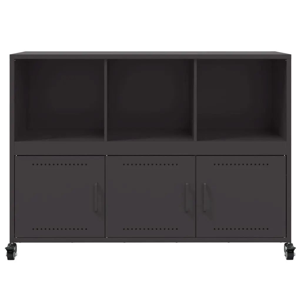Black Sideboard Storage Cabinet with Wheels