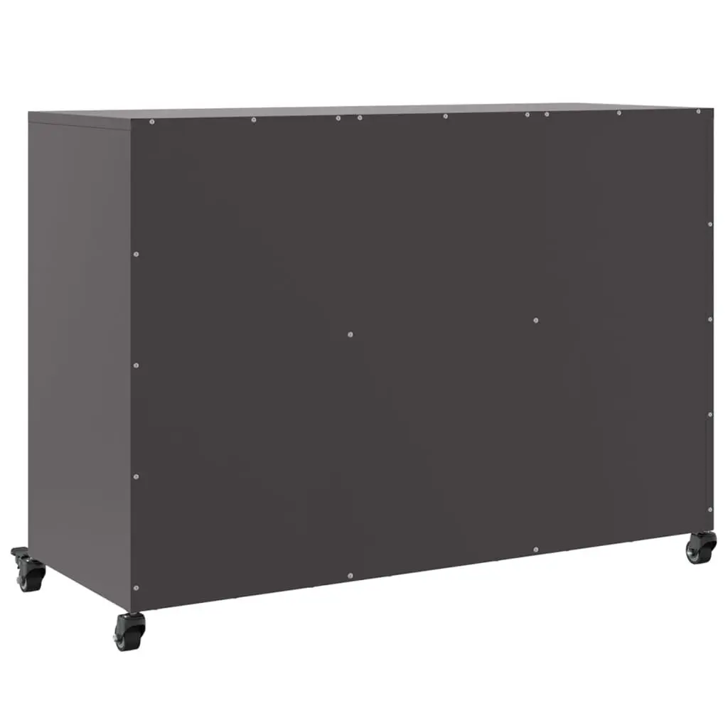 Black Sideboard Storage Cabinet with Wheels
