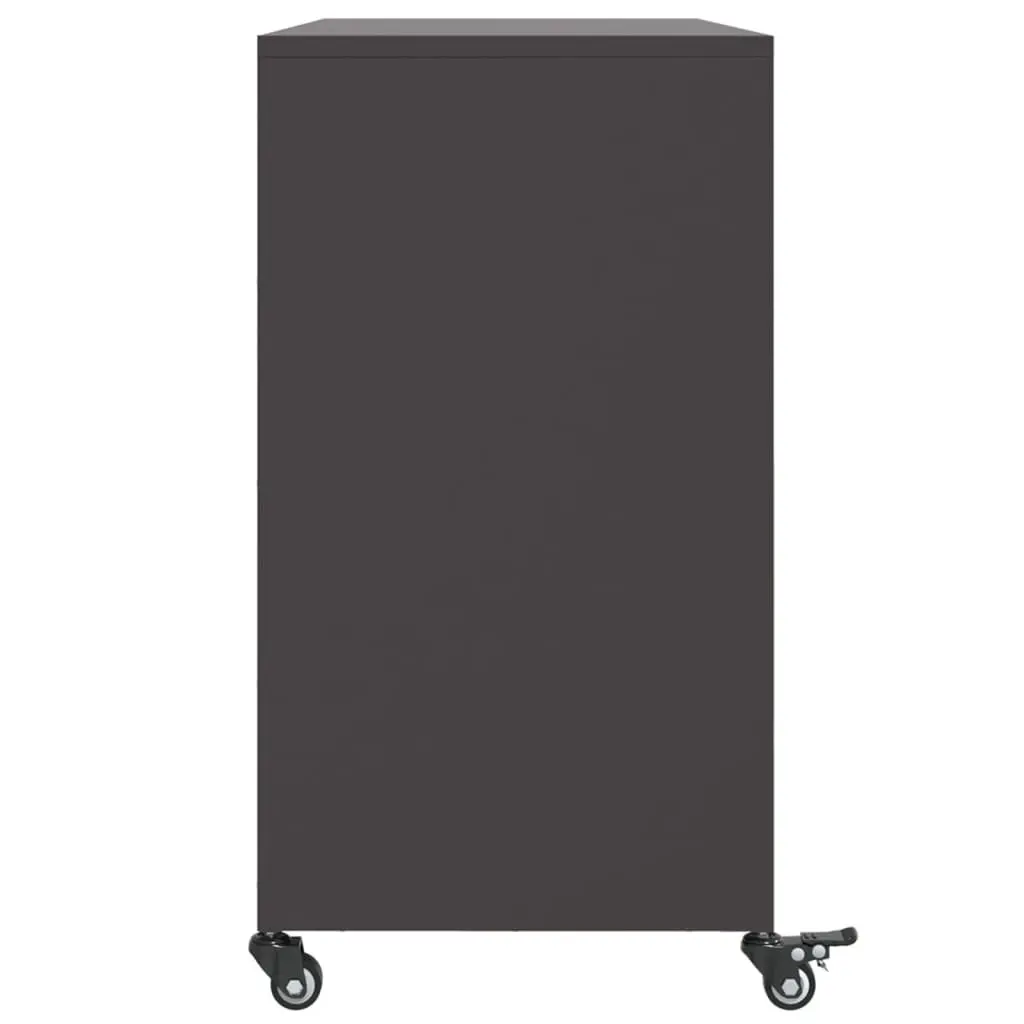 Black Sideboard Storage Cabinet with Wheels