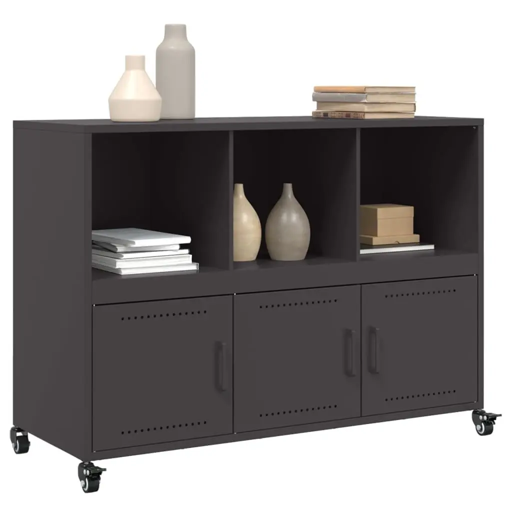 Black Sideboard Storage Cabinet with Wheels