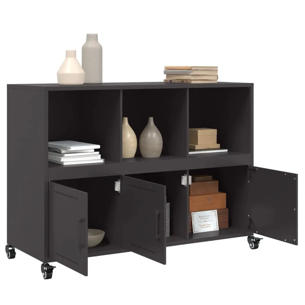 Black Sideboard Storage Cabinet with Wheels