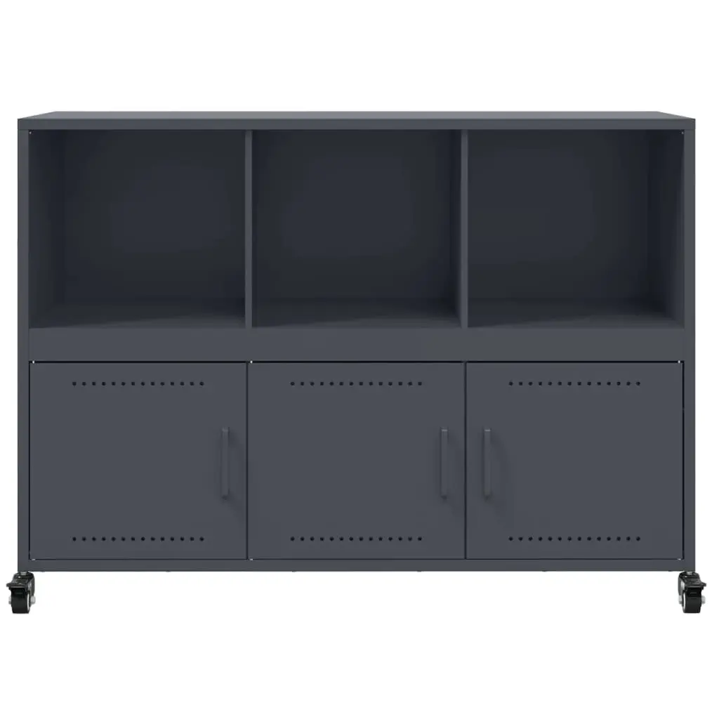 Anthracite Sideboard Storage Cabinet with Steel Wheels