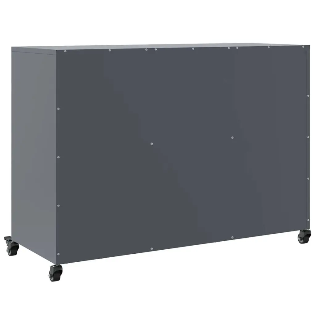 Anthracite Sideboard Storage Cabinet with Steel Wheels