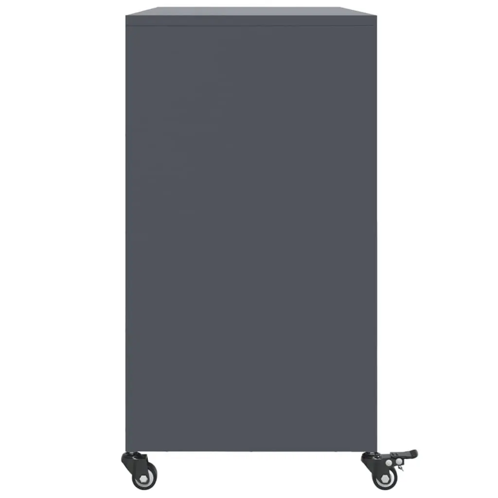 Anthracite Sideboard Storage Cabinet with Steel Wheels