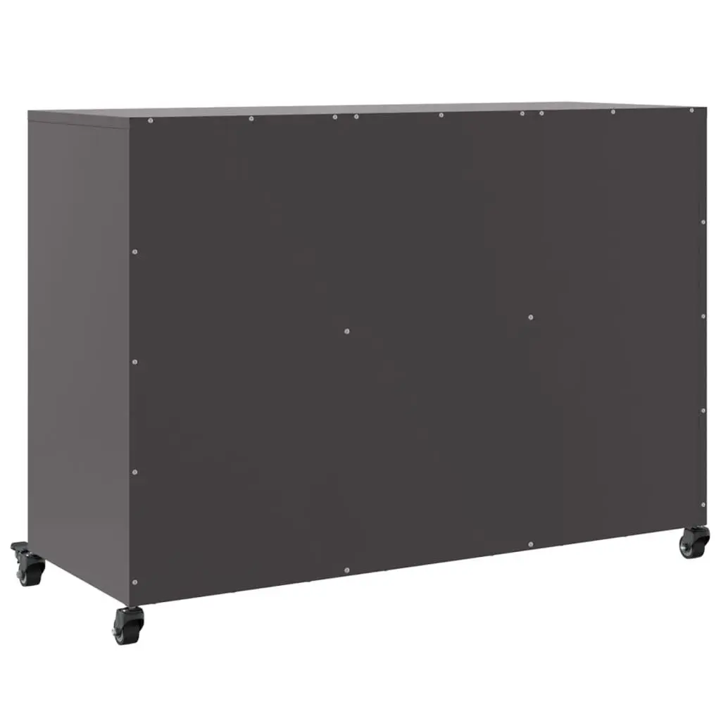 Black Storage Sideboard Cabinet with Steel Wheels