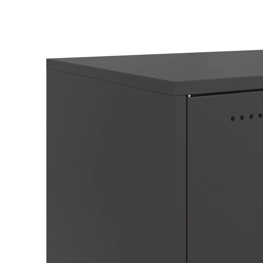 Black Storage Sideboard Cabinet with Steel Wheels