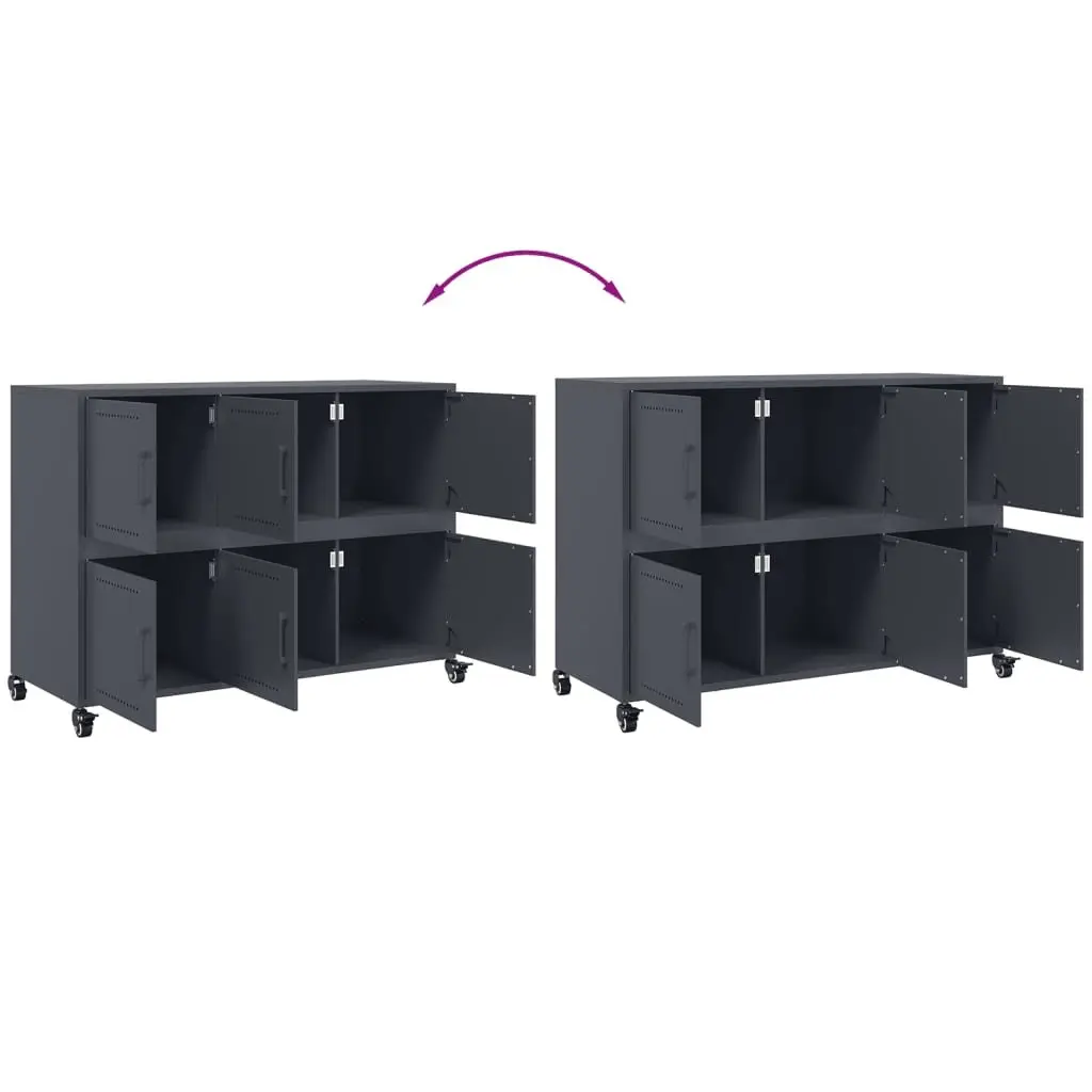 Anthracite Sideboard Storage Cabinet with Wheels