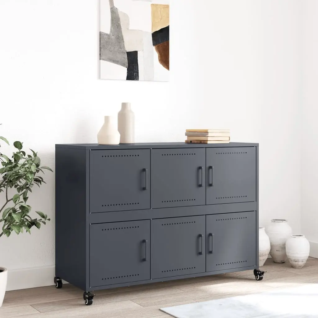 Anthracite Sideboard Storage Cabinet with Wheels