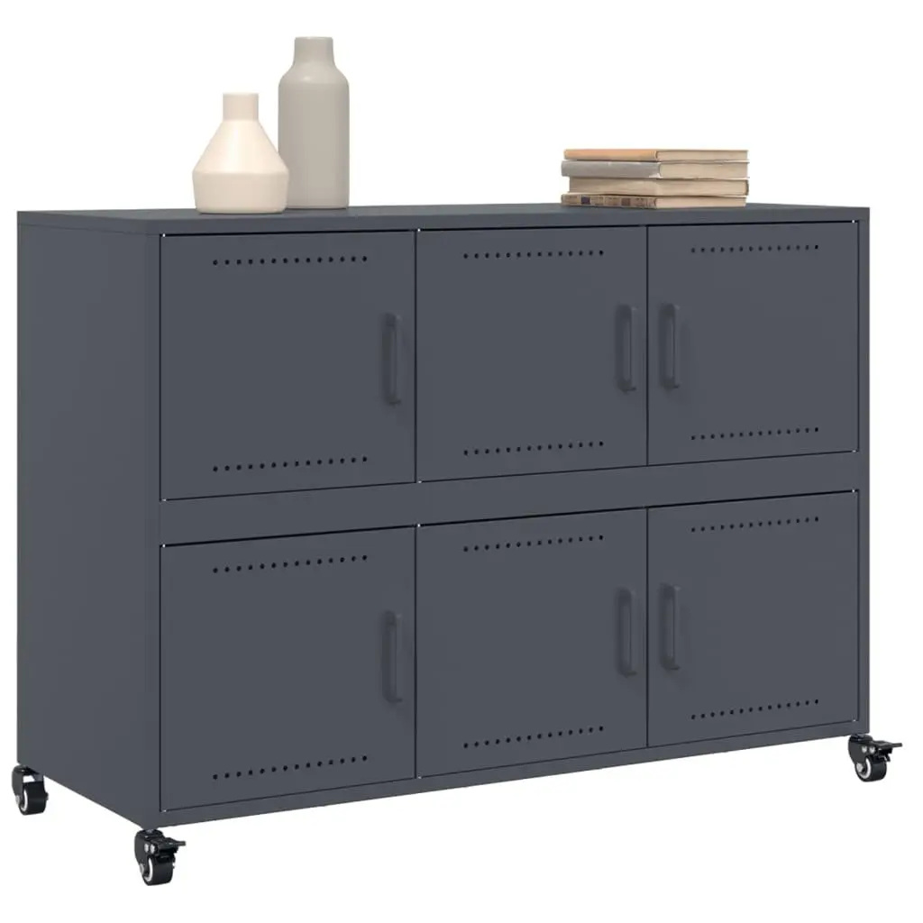 Anthracite Sideboard Storage Cabinet with Wheels