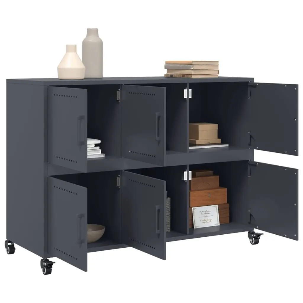 Anthracite Sideboard Storage Cabinet with Wheels
