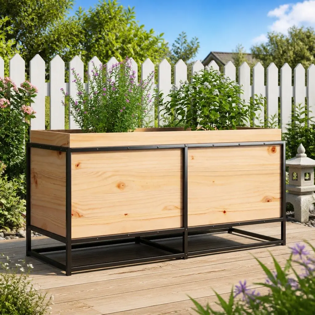 Solid Wood Pine Garden Planter Box for Outdoor Use