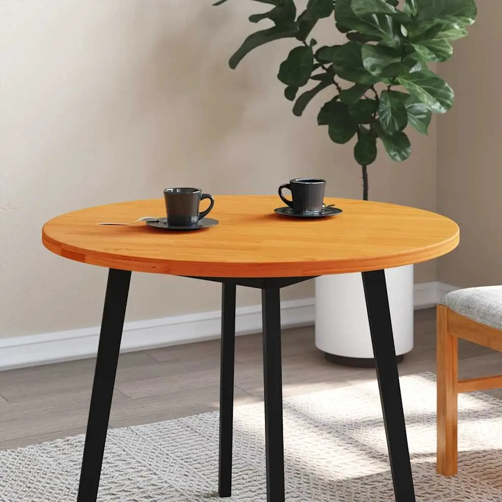 Brown Round Solid Pinewood Table Top Ø80cm