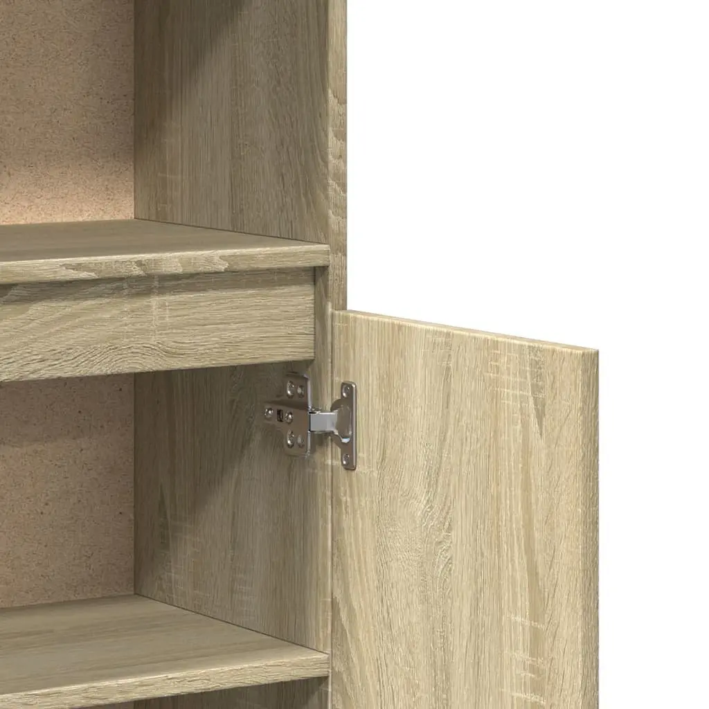 Bathroom Cabinet Engineered Wood Brown 30x30x100cm Storage Cupboard with Open Compartment and Doors