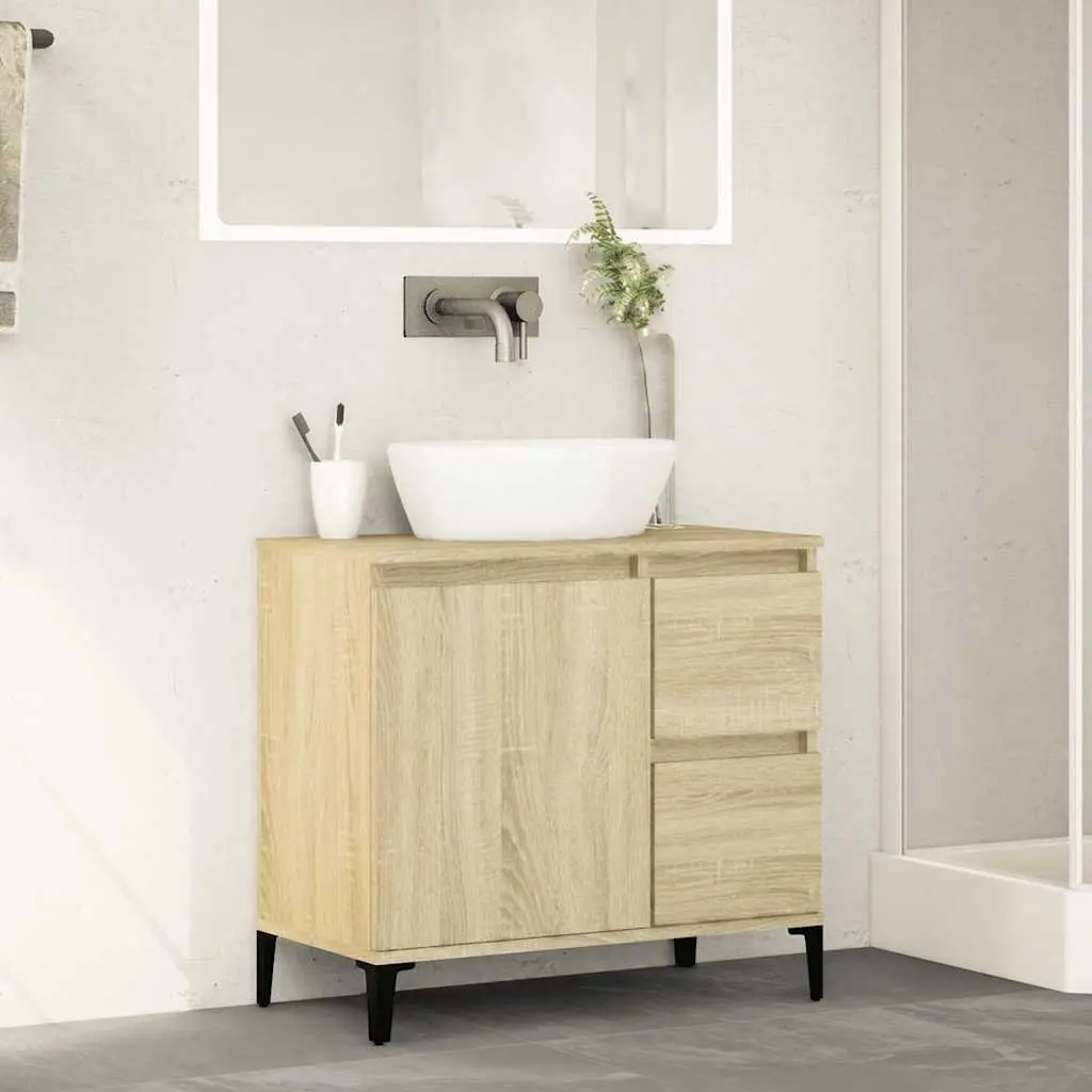 Bathroom Cabinet Engineered Wood 65x33x60cm Brown