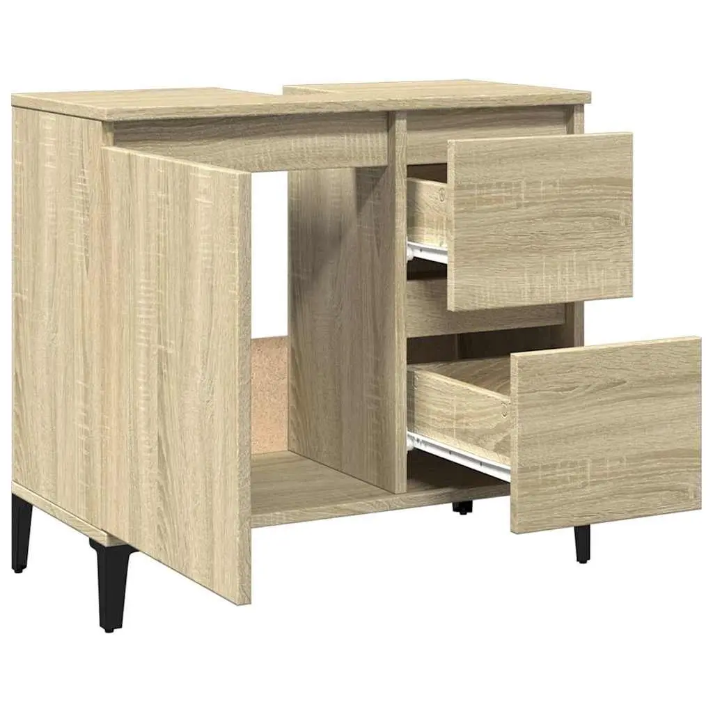 Bathroom Cabinet Engineered Wood 65x33x60cm Brown