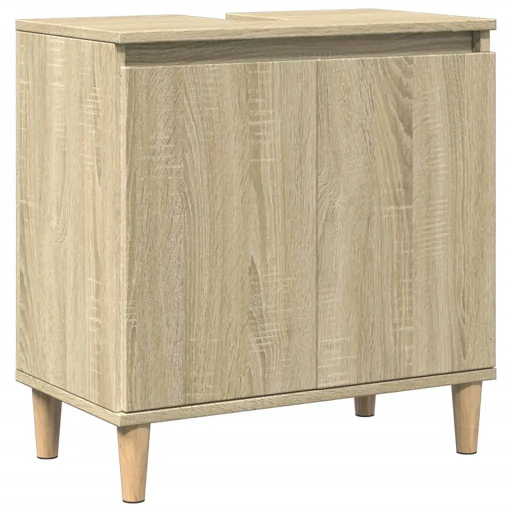 Bathroom Vanity Sink Cabinet Sonoma Oak 58x33x60 cm Storage Unit