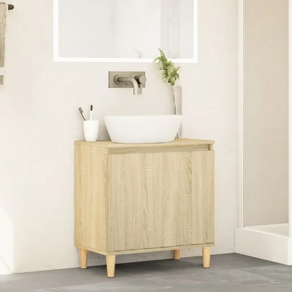 Bathroom Vanity Sink Cabinet Sonoma Oak 58x33x60 cm Storage Unit