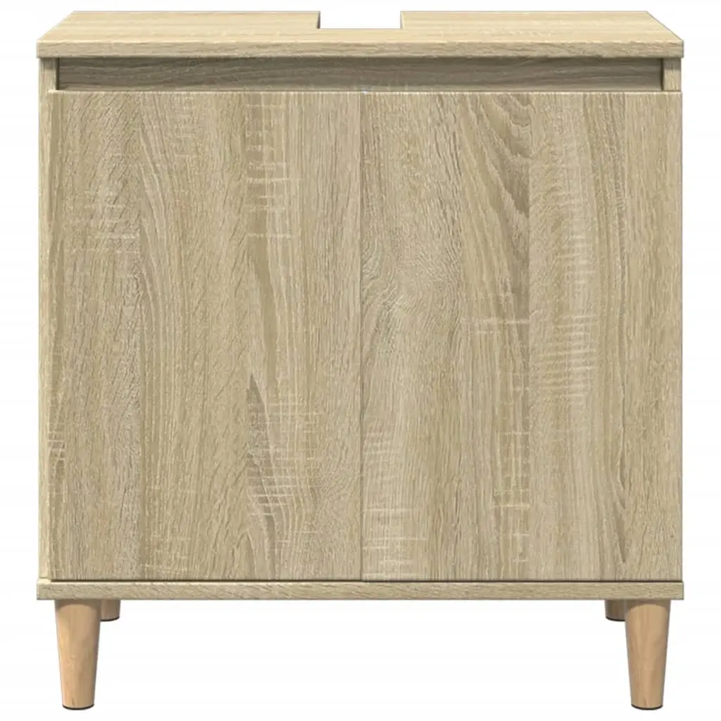 Bathroom Vanity Sink Cabinet Sonoma Oak 58x33x60 cm Storage Unit