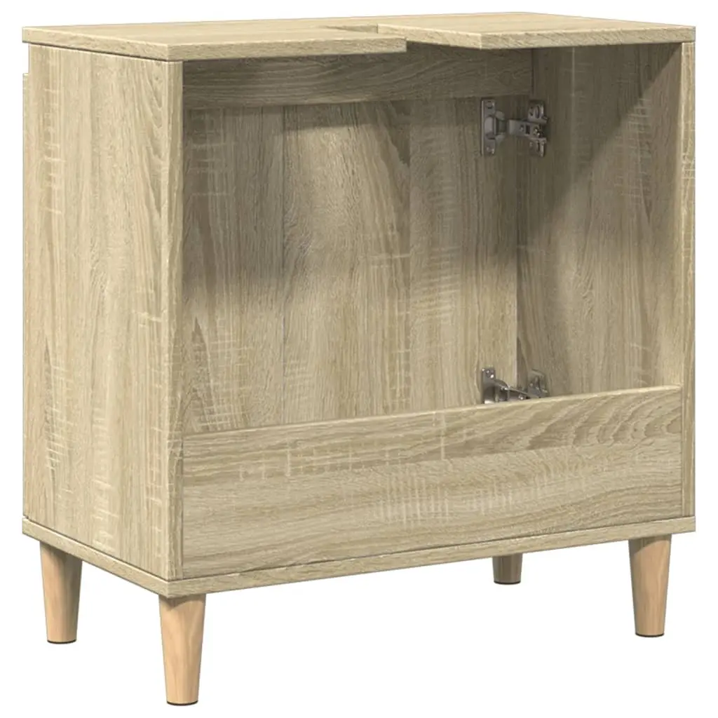 Bathroom Vanity Sink Cabinet Sonoma Oak 58x33x60 cm Storage Unit