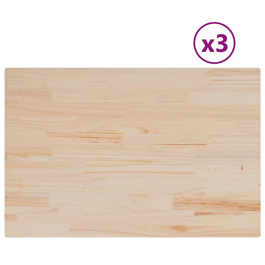 Set of 3 Pine Wood Rectangular Table Tops 80x53cm
