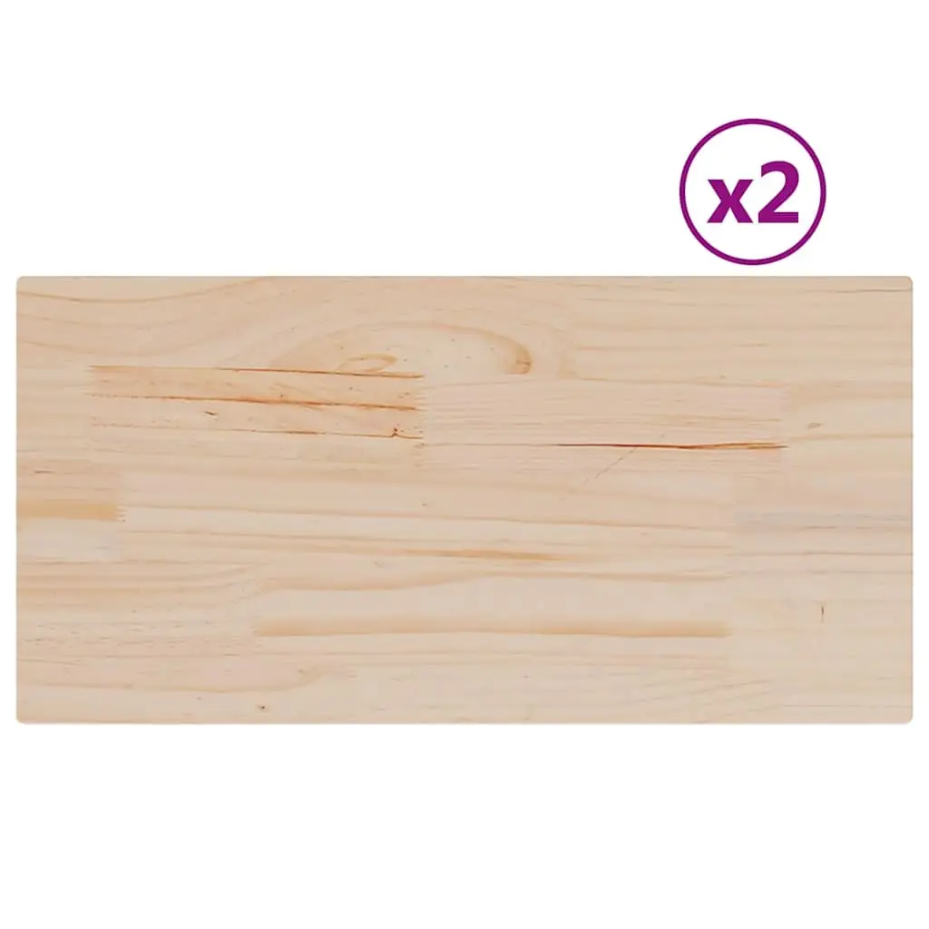 Rectangular Solid Pine Wooden Table Tops 2 pcs 60x30x2.5 cm
