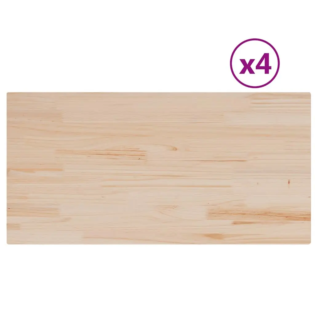 Set of 4 Solid Pine Wood Rectangular Table Tops 100x50cm
