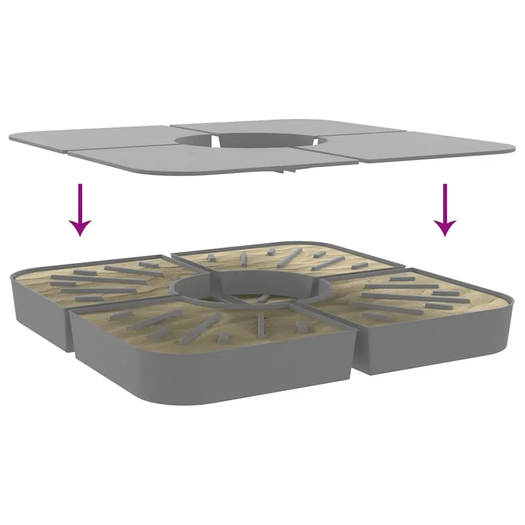 4 Piece Parasol Base Set Polypropylene Grey Sand-Fillable 100kg