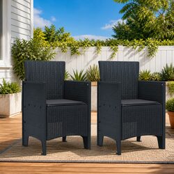 Set of 2 Modern Anthracite Garden Chairs for Outdoors