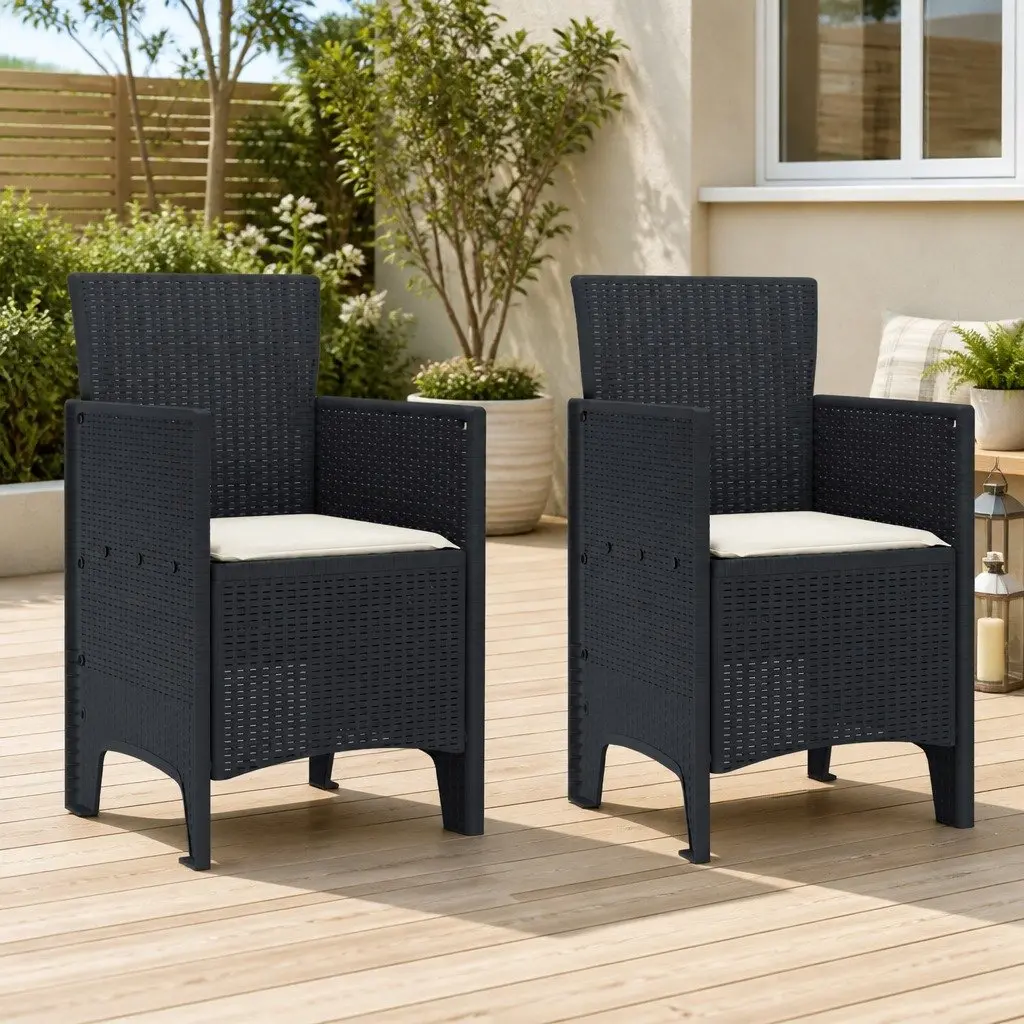 Outdoor Garden Chair Set 2pcs Anthracite