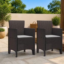 Durable Brown Outdoor Garden Chair Set of 2