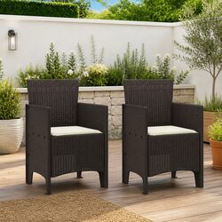 Durable Brown Garden Chair Set 2 pcs 53 x 49 x 85 cm