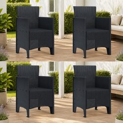 Set of 4 Modern Anthracite Outdoor Garden Chairs