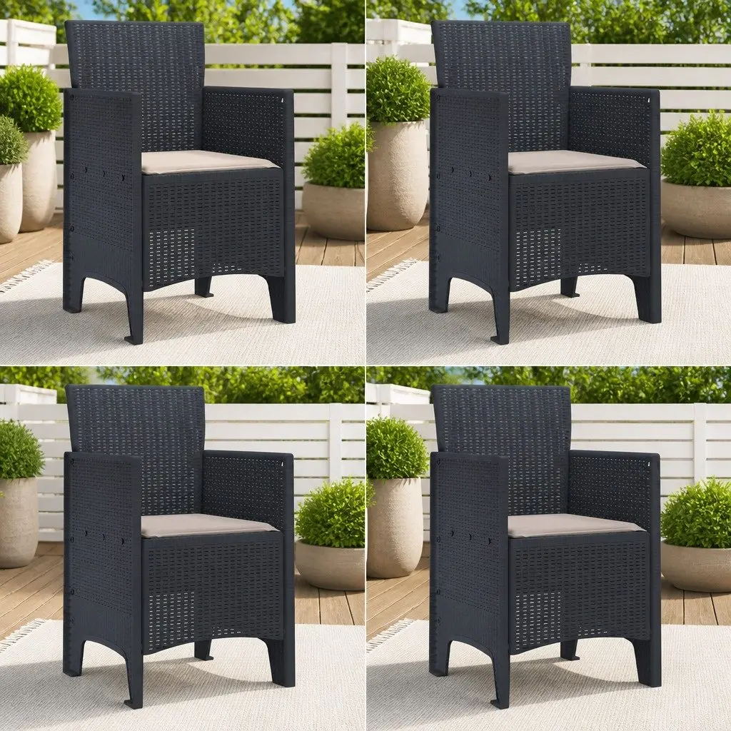 Outdoor Garden Chair 4 Pieces Anthracite 53 x 49 x 85 cm Polypropylene Modern
