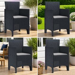 4-Piece Anthracite Outdoor Garden Chair Set with Comfort