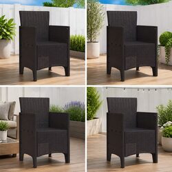 Premium Brown Garden Chair Set - 4 Pieces Outdoor Seating